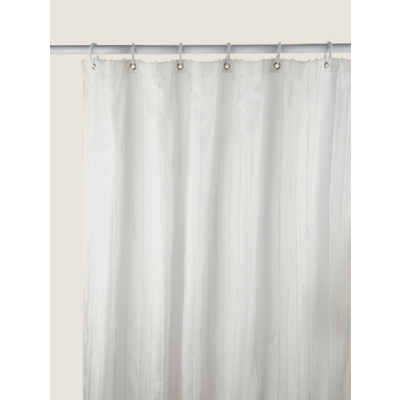White Tufted Stripe Fabric Shower Curtain