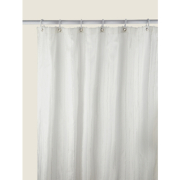 White Tufted Stripe Fabric Shower Curtain