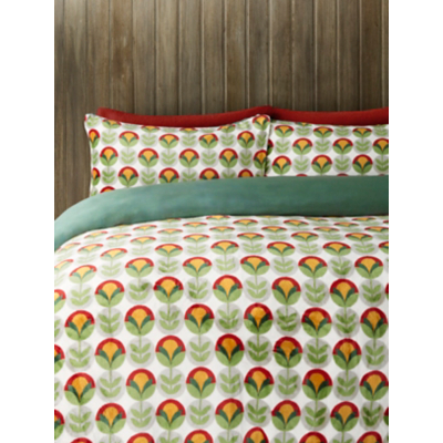 Geometric Floral Buds Print Flannel Fleece Duvet Set