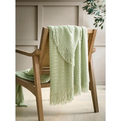 Appletree Green Textured Geometric Knit Throw - 180 x 130cm