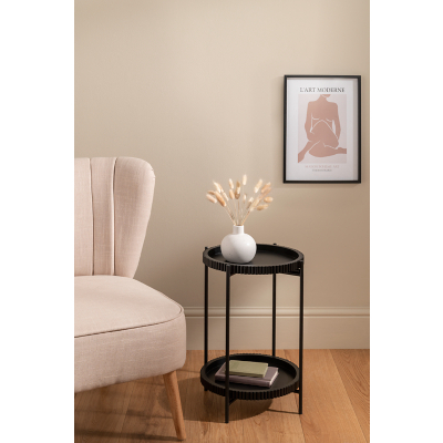 Black Ribbed Side Table