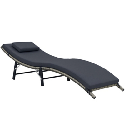 Outsunny Folding Rattan Sun Lounger