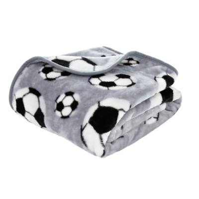 Catherine Lansfield Cosy Football Grey Fleece Blanket Throw - 130cm x 170cm