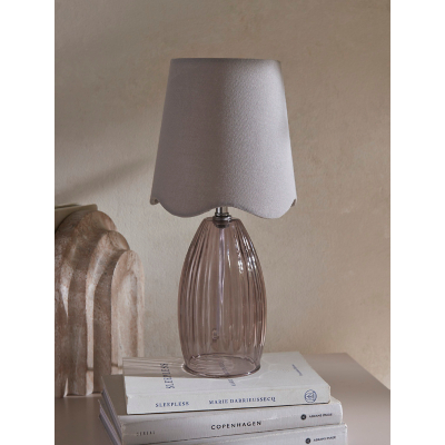 Grey Scallop Shade Glass Table Lamp