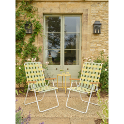 Yellow and Green Webbed Folding Lawn Chair - Set of 2