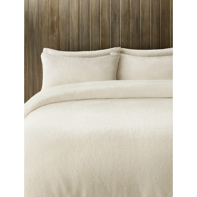Cream Plain Teddy Finish Duvet Set