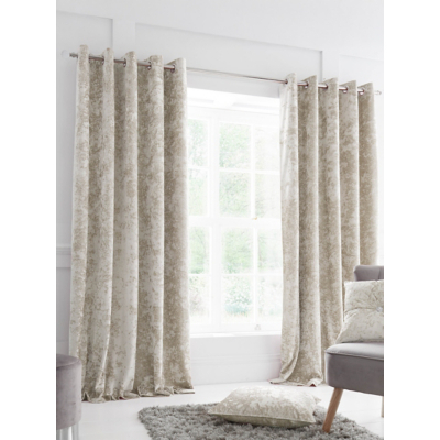 Catherine Lansfield Natural Crushed Velvet Eyelet Curtains