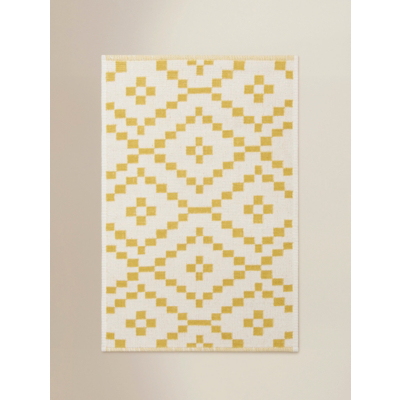 Yellow Geometric Cotton Bath Mat