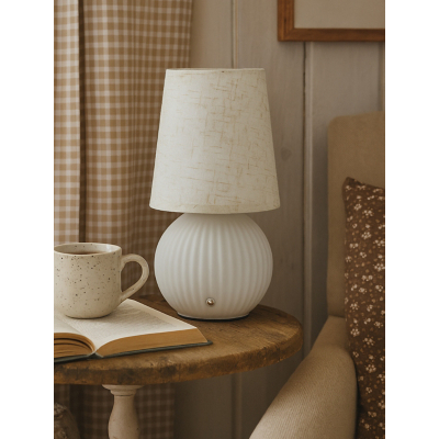 Searchlight White Rechargeable LED Glass Table Lamp