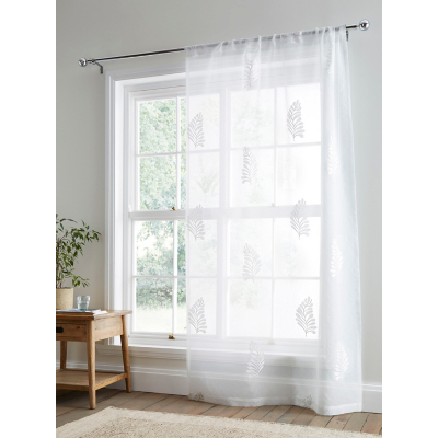 Appletree White Leaf Embroidery Voile Panel