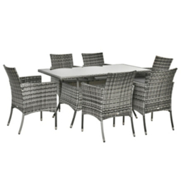 Outsunny 7 Piece Rattan Garden Set with Cushions