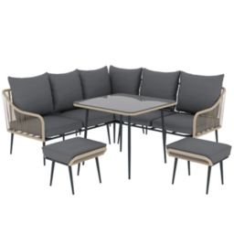 Outsunny Light Brown 6 Piece Garden Sofa Set