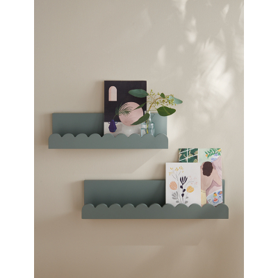 Green Scalloped Shelves - Set of 2