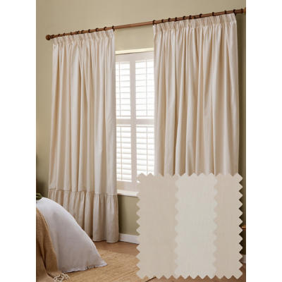 Wylder Natural Birdie Stripe Lined Ruffle Pencil Pleat Curtains