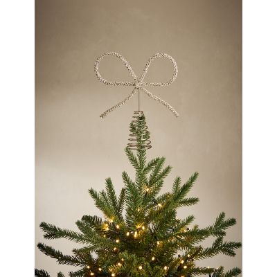Silver-Tone Diamante Bow Christmas Tree Topper