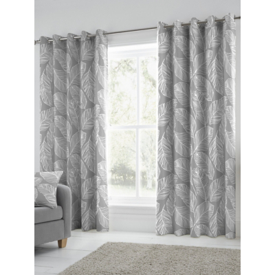 Fusion Matteo Grey Eyelet Curtains