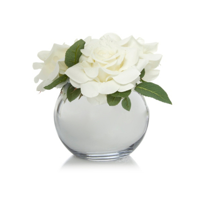 Rose Arrangement In Silver-Tone Chrome Vase