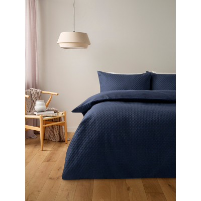Navy Mini Scallop Pinsonic Duvet Set