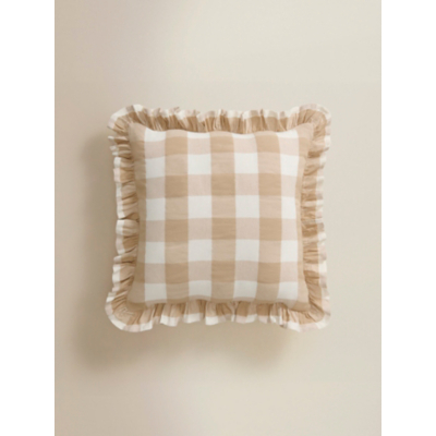 Gingham Seersucker Texture Frill Edge Cushion