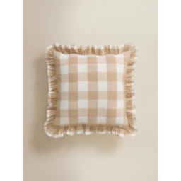 Gingham Seersucker Texture Frill Edge Cushion