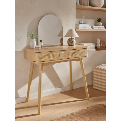 Light Wood Dressing Table with Mirror
