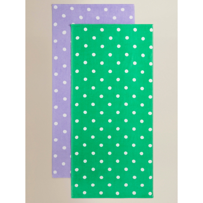 Lilac & Green Polka Dot Cotton Beach Towels - Set of 2