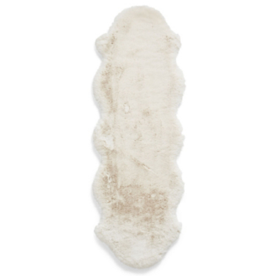 Think Rugs Ivory Teddy Luxury Super Soft Pelt Shape Runner
