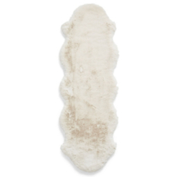 Think Rugs Ivory Teddy Luxury Super Soft Pelt Shape Runner