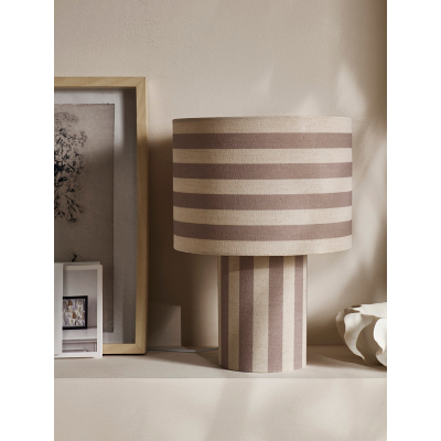 Natural Linen Stripe Table Lamp