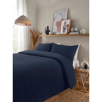 Navy Waffle Texture Duvet Set