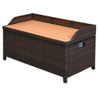 Outsunny 130L Rattan Garden Storage Box with Seat