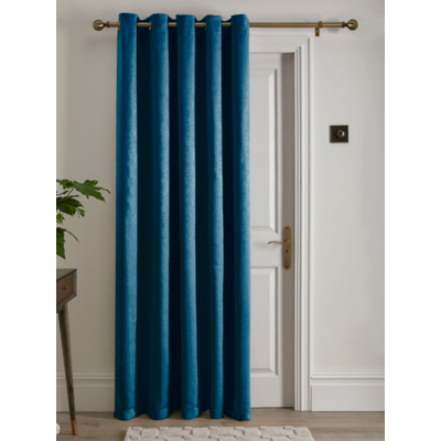 Fusion Teal Strata Single Eyelet Door Curtain