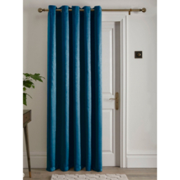 Fusion Teal Strata Single Eyelet Door Curtain