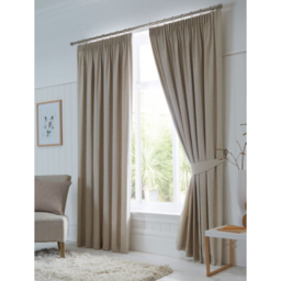 Fusion Dijon Natural Blackout Pencil Pleat Curtains