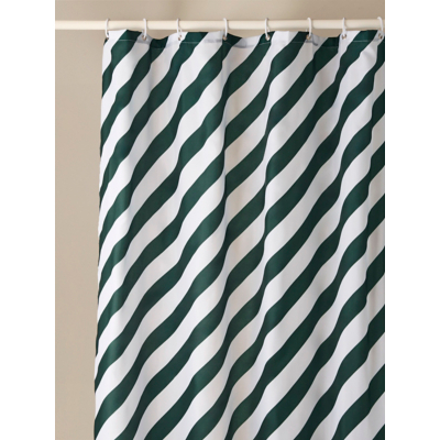 Green & White Christmas Diagonal Stripe Shower Curtain