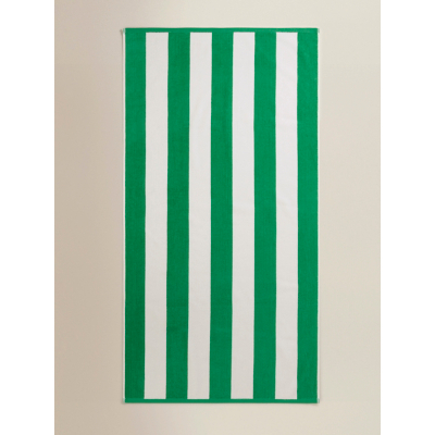 Green Striped Cotton Beach Towel
