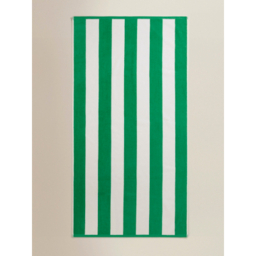 Green Striped Cotton Beach Towel