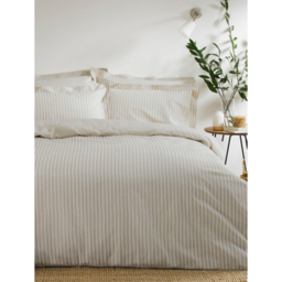 The Linen Yard Natural Hebden Mélange Stripe 100% Cotton Duvet Cover Set