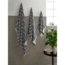 Gunmetal Pinstripe Cotton Towel Range