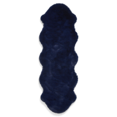 Think Rugs Navy Teddy Luxury Super Soft Pelt Shape Runner