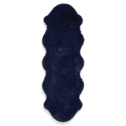 Think Rugs Navy Teddy Luxury Super Soft Pelt Shape Runner