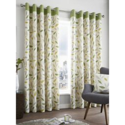 Fusion Beechwood Green Eyelet Curtains