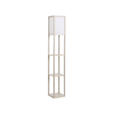 HOMCOM Oak Effect 3-Tier Floor Lamp with Shelf