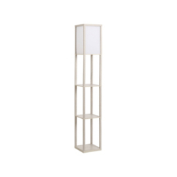 HOMCOM Oak Effect 3-Tier Floor Lamp with Shelf