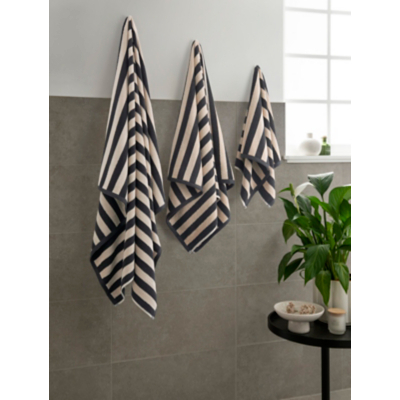 Cream & Black Wide Striped Towel Range