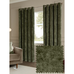 Paoletti Green Lustre Velvet Fully Lined Eyelet Curtain