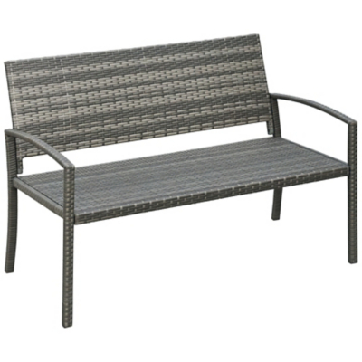 Outsunny Grey 2 Seater Rattan Garden Bench