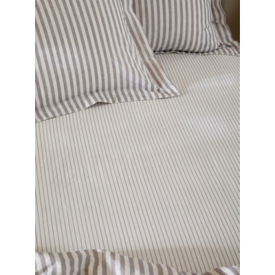 Yard Mauve Hebden 100% Cotton Narrow Stripe Fitted Sheet