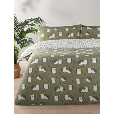 Green Happy Hedgehogs Soft Touch Microfibre Duvet Set