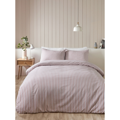 Catherine Lansfield Blush Brushed Stripe Duvet Cover Set